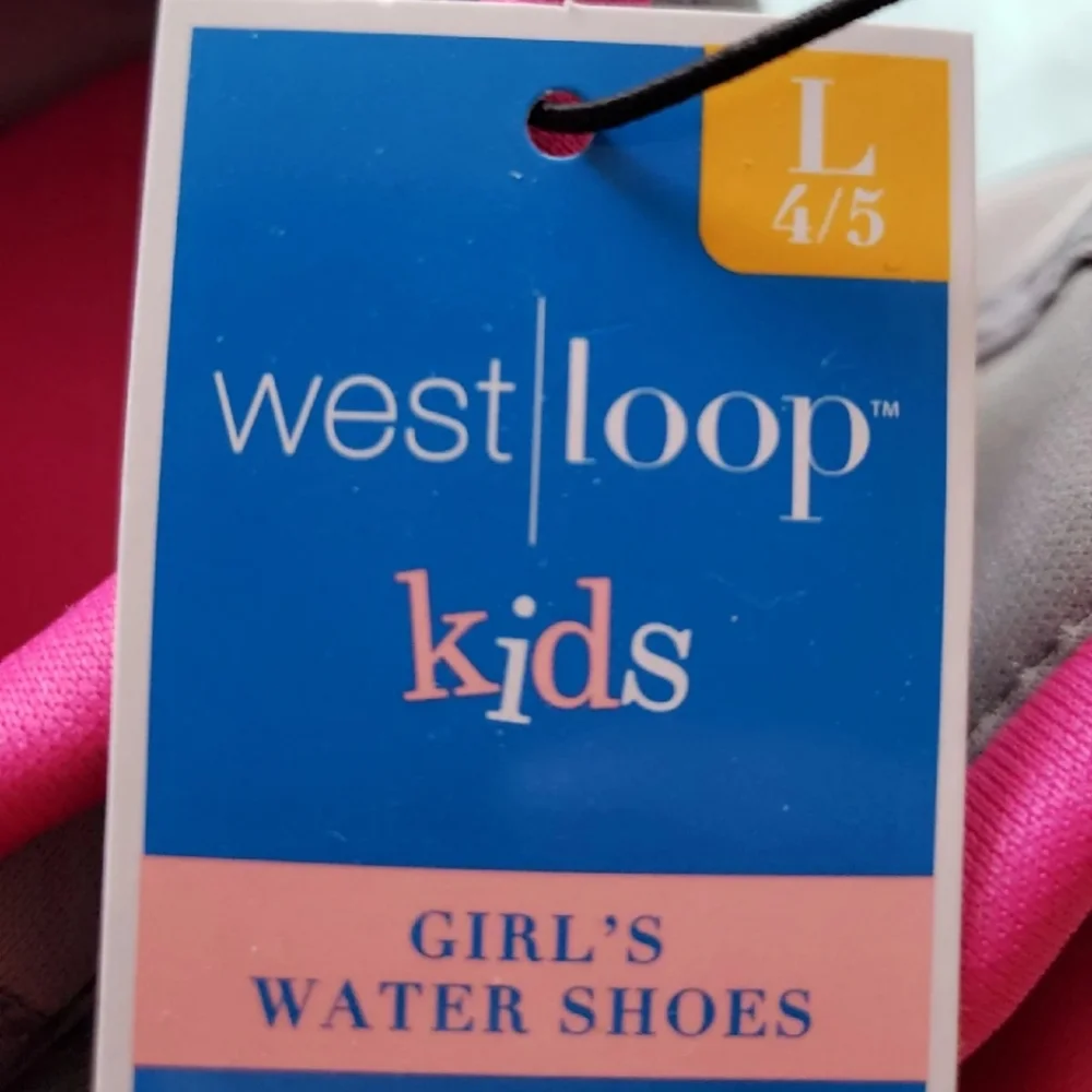 Kid's Water Shoes Pink & Gray Size 4 NWT Big Girl